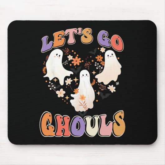 Tapis De Souris Retro Super Go Ghouls Drôle Coupl Halloween (Devant)