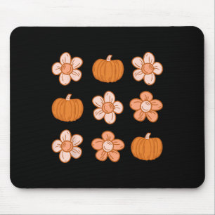 Tapis De Souris Retro Super Halloween Automne Hippie Citrouille Fl