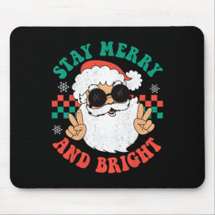 Tapis De Souris Retro Super Noël Joyeux Restez lumineux Hippie Sa