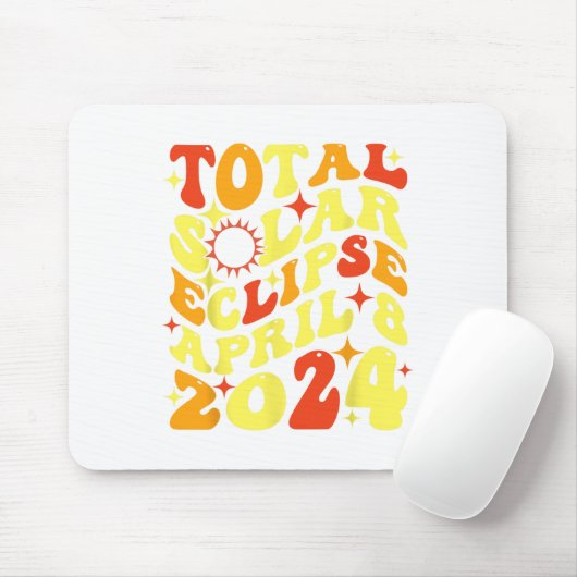 Tapis De Souris Rétro Super total Éclipse solaire 08 avril 2024 (Avec souris)