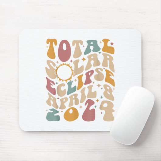 Tapis De Souris Rétro Super total Éclipse solaire 08 avril 2024 (Avec souris)
