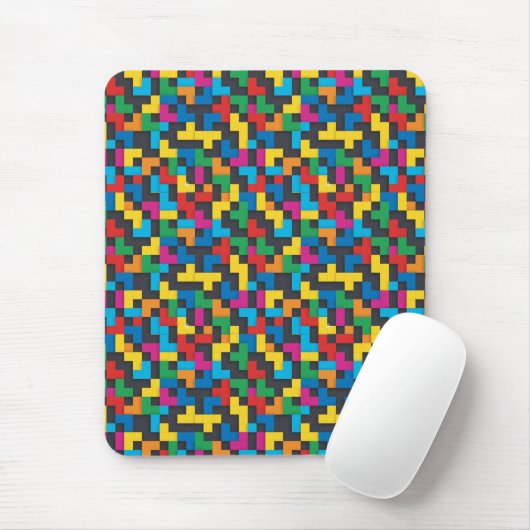 Tapis De Souris Retro Tetris Blocks Seamless Pattern (Avec souris)