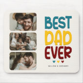 Tapis De Souris Retro Vibe 'Best Papa Ever' 3 Photo Collage (Devant)