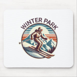 Tapis De Souris Retro Vintage Winter Park Colorado Station de ski