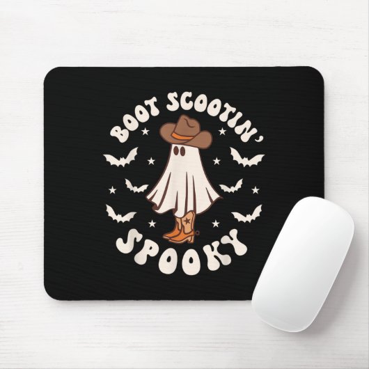 Tapis De Souris Retro Western Halloween Cute Ghost Funny Boot Scoo (Avec souris)