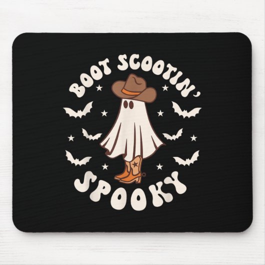 Tapis De Souris Retro Western Halloween Cute Ghost Funny Boot Scoo (Devant)