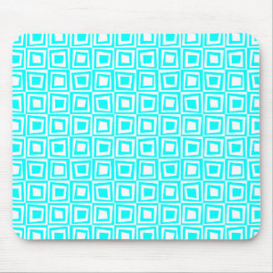 Tapis De Souris Rétros carrés - cyan et blancs