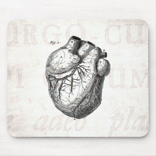 Tapis De Souris Rétros coeurs cardiaques d'anatomie de coeur (Devant)