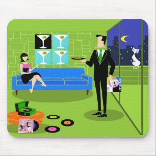 Tapis De Souris Rétros couples urbains Mousepad de bande dessiné