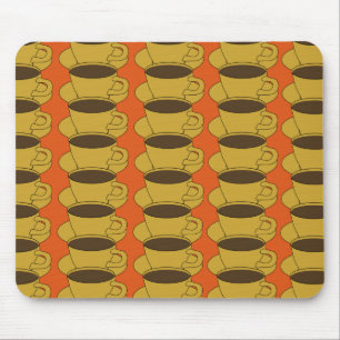 Tapis De Souris Rétros tasses de café sur le mousepad orange