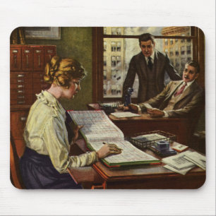 Tapis De Souris Réunion d'affaires vintage, bureau avec des cadres