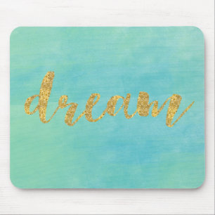 Tapis De Souris Rêve en bon état d'or d'aquarelle d'Aqua