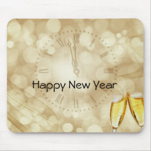 Tapis De Souris Réveillon du Nouvel An avec lunettes de champagne