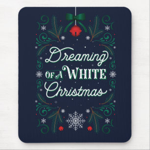 Tapis De Souris Rêver de Noël blanc Mousepad/bleu