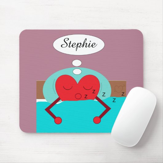 Tapis De Souris Rêves de coeur violet et vert (Avec souris)