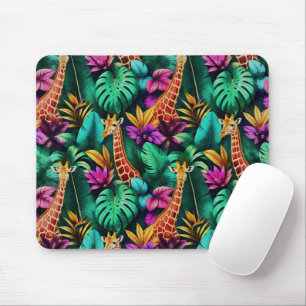 Tapis De Souris Rêves de girafe de jungle motif de surface sans co