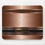 Tapis De Souris Revêtement en aluminium brossé monogramé en cuivre<br><div class="desc">Motif en aluminium brossé design métallique brun cuivre avec accents rayures. monogramme personnalisé et optionnel. Le design est disponible sur d'autres produits et peut être demandé sur n'importe quel produit que nous offrons à zazzle. Ce n'est pas un métal mais une image qui a l'air métallique.</div>