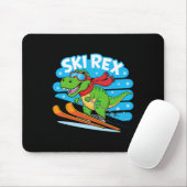 Tapis De Souris Rex Skiant Drôle De Dinosaure De Ski Design De Spo (Avec souris)