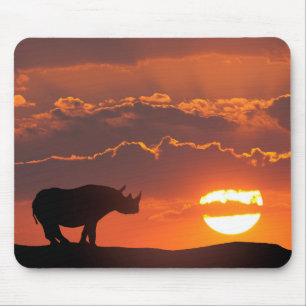 Tapis De Souris Rhinocéros au coucher du soleil, Masai Mara, Kenya