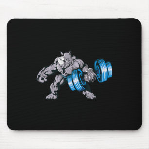 Tapis De Souris Rhinocéros soulevant des poids culturisme bête sal