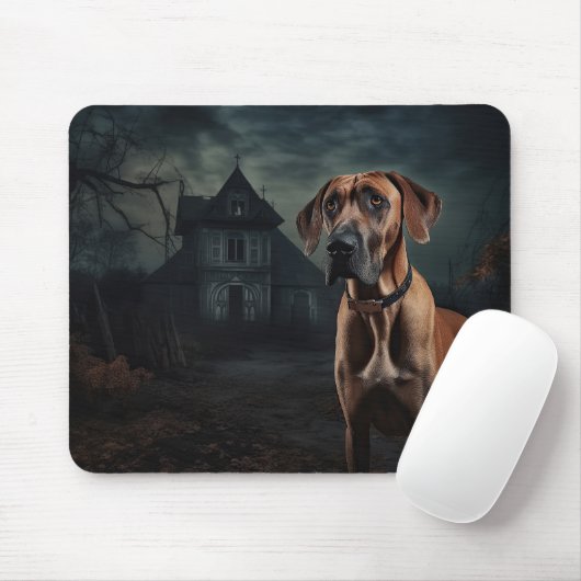 Tapis De Souris Rhodesian Ridgeback Halloween effrayant (Avec souris)