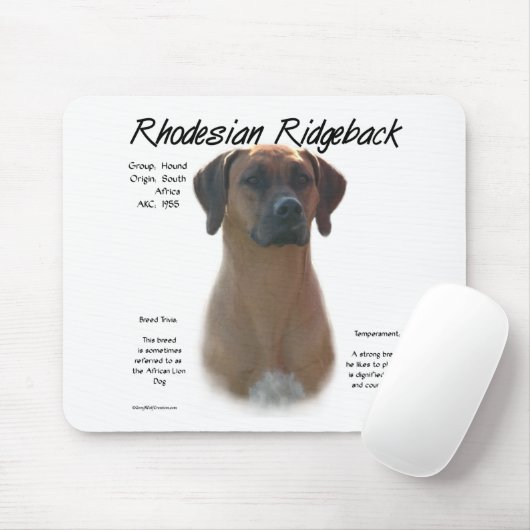 Tapis De Souris Rhodesian Ridgeback Historique Design (Avec souris)