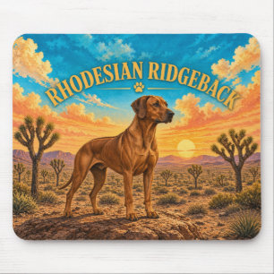 Tapis De Souris Rhodesian Ridgeback, Mojave Yucca Aquarelle Vintag