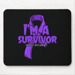 Tapis De Souris Ribbon pourpre survivant Fière Cancer pancréatique