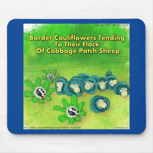 Tapis De Souris Rick London Funny Border Collie Flower Comic  (Devant)