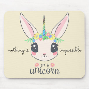 Tapis De Souris "rien n'est impossible" drôle de licorne lapin