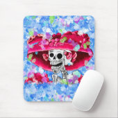 Tapis De Souris Rire Skeleton Woman dans Red Bonnet (Avec souris)