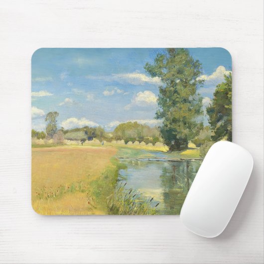 Tapis De Souris Rivière à travers un paysage de récolte, été (Avec souris)