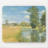 Tapis De Souris Rivière à travers un paysage de récolte, été (Devant)