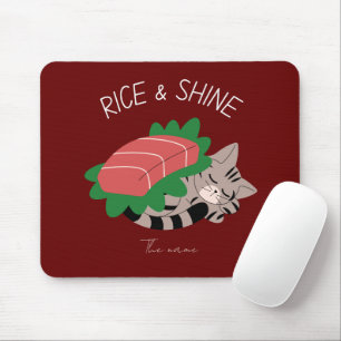 Tapis De Souris Riz et brillance, chat sushi