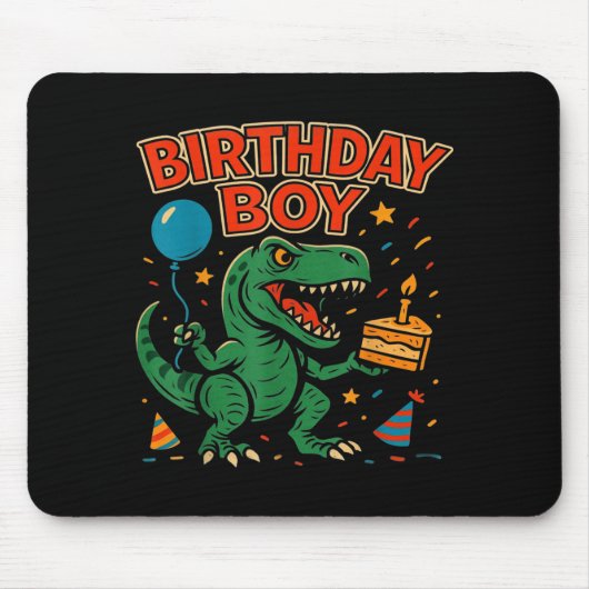 Tapis De Souris Roaring Birthday Boy Dinosaur Celebration Design _ (Devant)