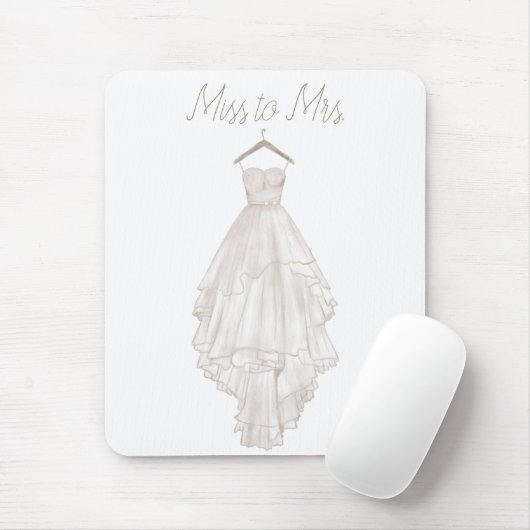 Tapis De Souris Robe de mariée florale rose bohème moderne (Avec souris)