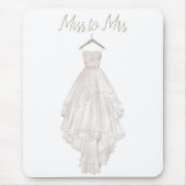 Tapis De Souris Robe de mariée florale rose bohème moderne (Devant)
