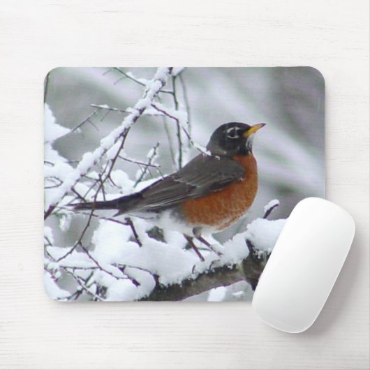 Tapis De Souris Robin dans l'oiseau Mousepad de neige (Avec souris)