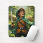 Tapis De Souris Robin des Bois représenté comme un enfant (Avec souris)