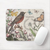 Tapis De Souris Robin Elegant Bird Butterfly French Art (Avec souris)