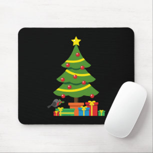 Tapis De Souris Robin Et Coloré Présents Sous Arbre De Noël