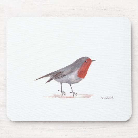 Tapis De Souris Robin oiseau aquarelle hiver Noël mignon (Devant)