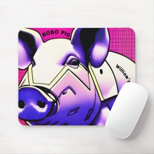 TAPIS DE SOURIS ROBO PIG. Texte modifiable. Tapis  (Avec souris)