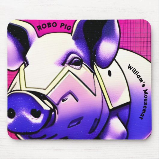 TAPIS DE SOURIS ROBO PIG. Texte modifiable. Tapis (Devant)