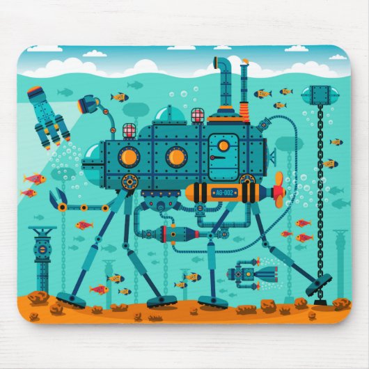 Tapis De Souris Robot coloré mignon scène sous-marine (Devant)