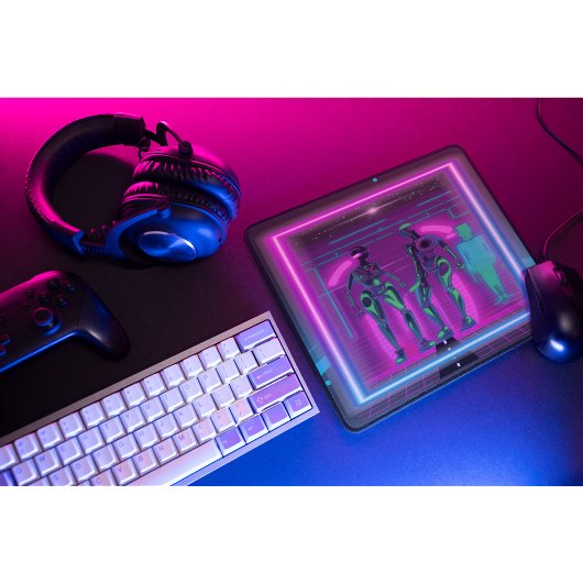 Tapis De Souris Robots Humanoïdes Néon Synthwave Cyberpunk