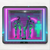Tapis De Souris Robots Humanoïdes Néon Synthwave Cyberpunk (Devant)