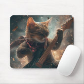 Tapis De Souris Rock Chat Jouer Guitare Souris Pad (Avec souris)