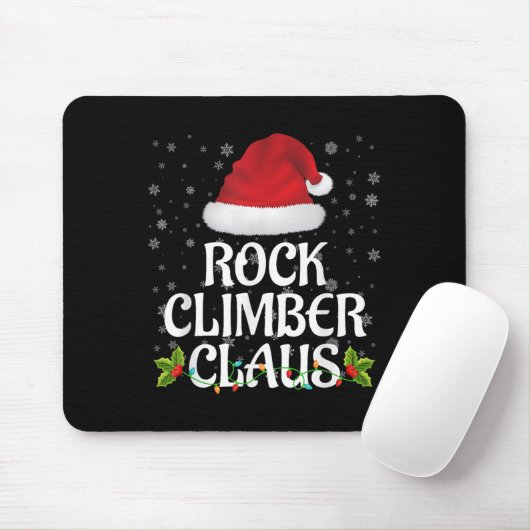 Tapis De Souris Rock Climber Claus Christmas Lights Pajama Family (Avec souris)