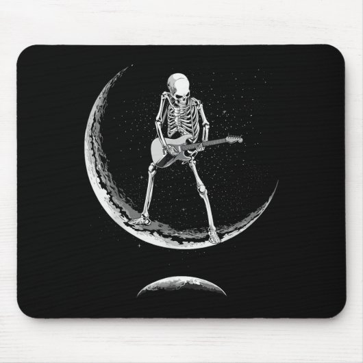 Tapis De Souris Rock On Skeleton Moon Shirt - Funny Halloween Rock (Devant)